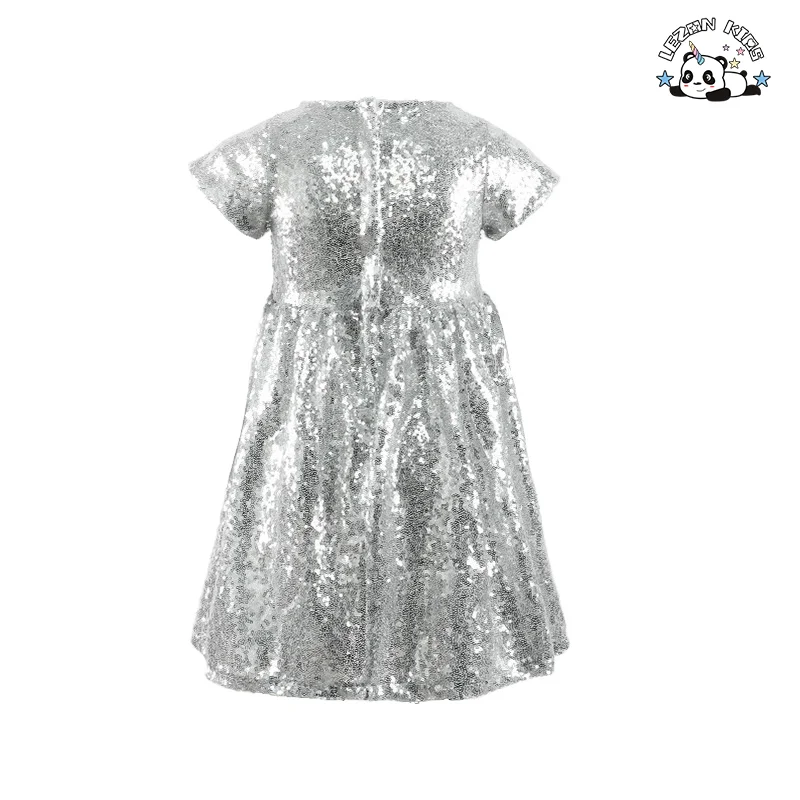 LEZONKIDS - Customizable New Summer 2-12T Girls Dress Bling Kids Children Fashion Clothes Sequins Dress
